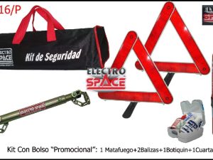 KIT DE SEGURIDAD EN BOLSO (MAT+BOT VIP+2 BALIZAS+CUARTA)