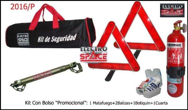 KIT DE SEGURIDAD EN BOLSO (MAT+BOT VIP+2 BALIZAS+CUARTA)