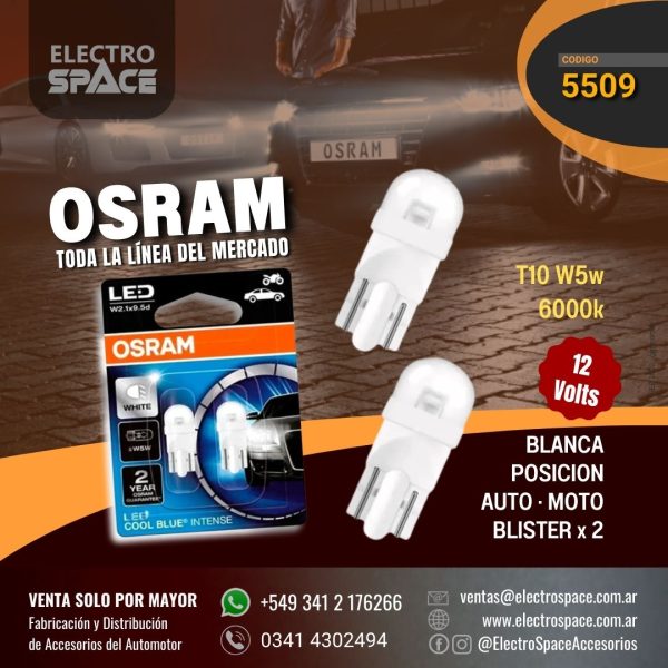 LAMPARA LED T10 OSRAM COOL WHITE 6000K 12V X UNI