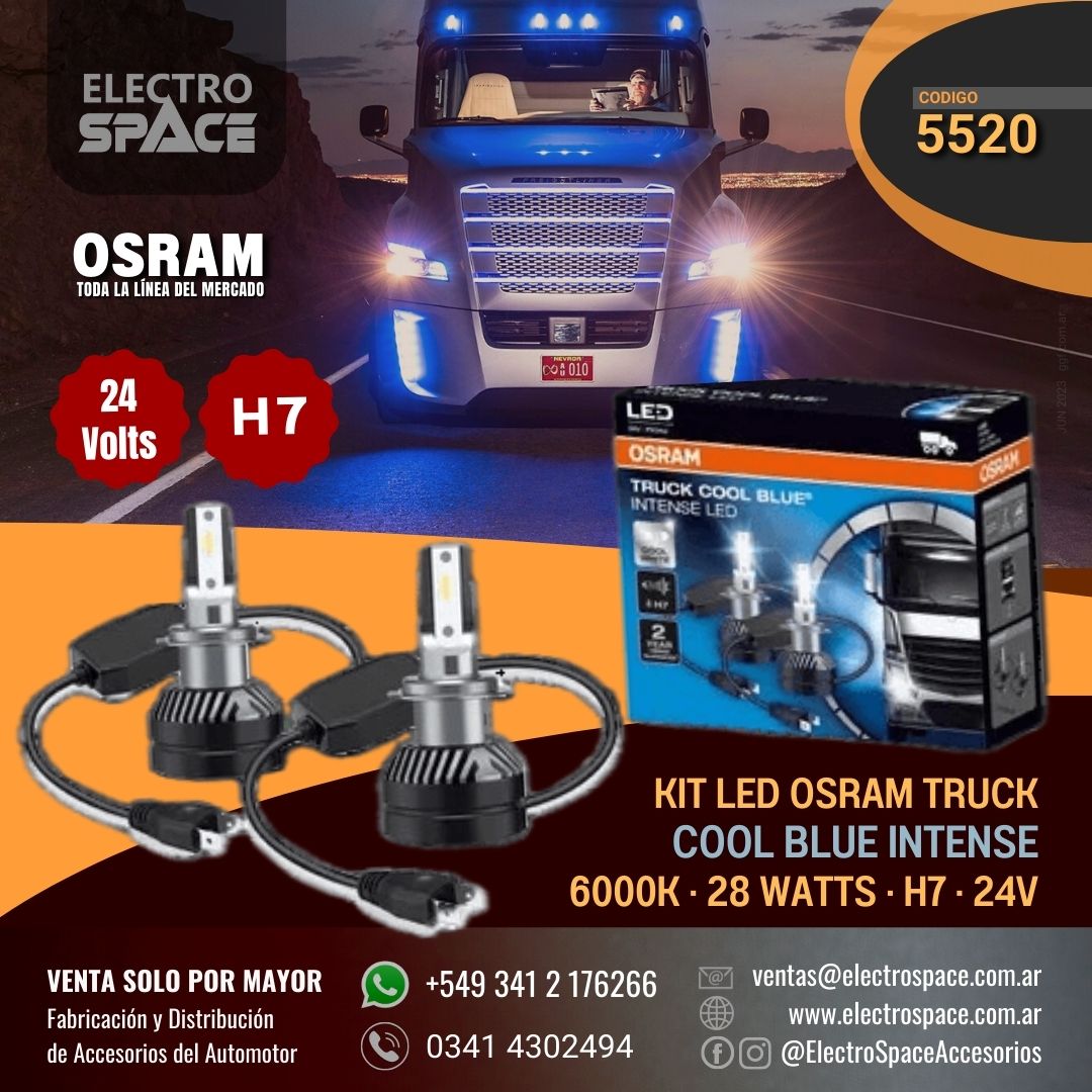 KIT DE LED OSRAM TRUCK COOL BLUE INTENSE 28 WATTS H7 24V – ELECTRO SPACE