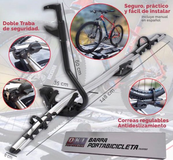 PORTA BICICLETA DE TECHO NUORO DE ALUMINIO PREMIUM