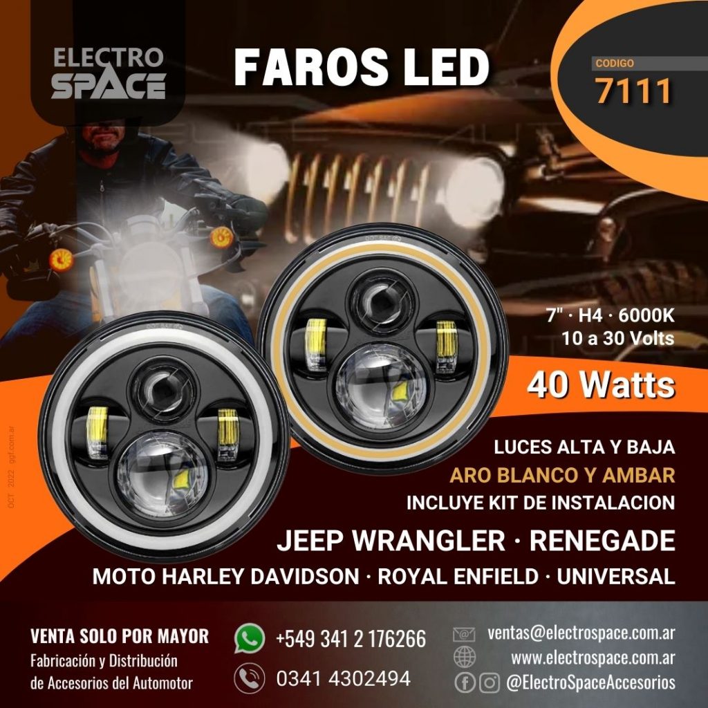 FARO LED 7 40W 13 LED ARO BLANCO Y AMBAR 9V 36V 17 8CM ELECTRO SPACE