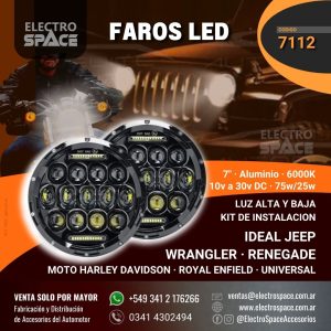 FARO LED 7″ 48W 16 LED + TIRAS DRL 9V-36V (17.8CM)