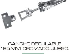 GANCHO  REGULABLE CROMADO CHICO 165 mm Jgo.