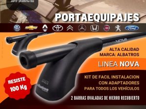 BARRA PORTA EQUIPAJE ALUMINIO 1.15 MT AUTO ALTA GAMA (SHARK)